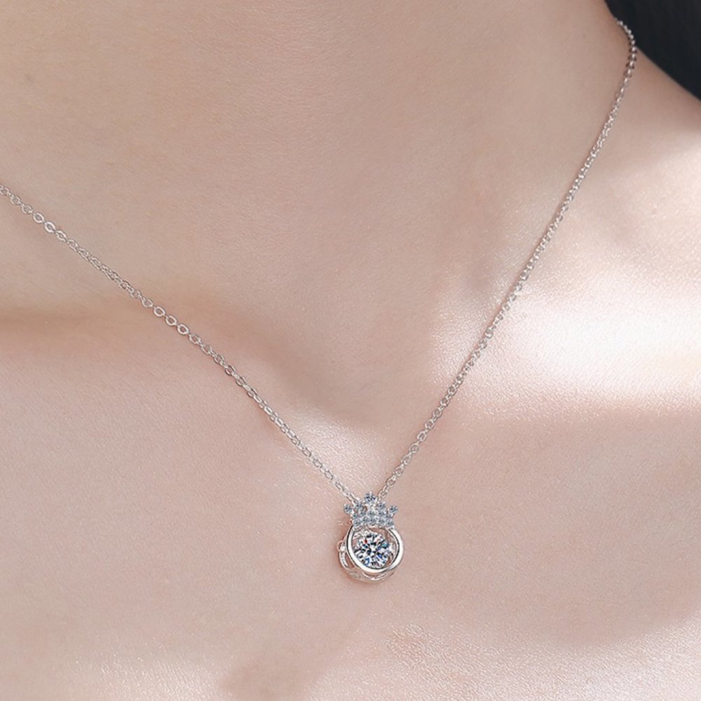 Certified 1/2ct. t.w. Diamond Moissanite Crown Necklace NEW - Picture 4 of 7